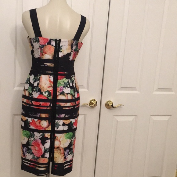 Adrianna Papell striped floral sheath midi dress - Picture 2 of 7